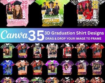 35 3D Graduation Canva Tee Shirt Bundle,All over print graduation shirt templates, Grad 2026 Editable T-Shirt Template, The Last Race Theme