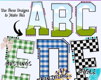 Canva Editable Sports Alphabet Template, Varsity Letter Canva Frames, Varsity Alphabet Canva Frame,  College Letters Canva, Varsity Alphabet