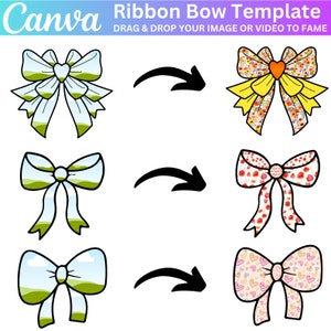 Ribbon Bow Canva Frames Bundle, Design Your Own Ribbon Bow Canva, Mom ...