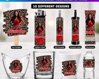 Adult Cancer Szn birthday Party Favor, Red Leopard Birthday Party Designs, Lighter Styrofoam Cup Shot Glass Party Bucket, Cigar Custom Label