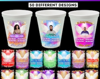 Memorial Cup Sticker Canva Template, In Loving Memory Styrofoam Cup Label, Editable Styrofoam Cup, Celebration of Life Favor Digital Files