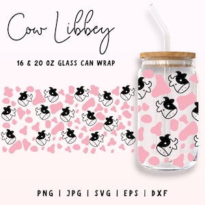 Cow Libbey Glass Wrap SVG, 16oz & 20oz Libbey Glass Wrap, Cow Print Svg, Cute Cow svg, Animal Print, Baby cow Files For Cricut Silhouette