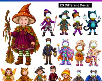 20 Halloween Add Face Template Bundle, Canva Editable Halloween Add Your Own Face Design Halloween Classroom Decor, Bulletin Board Printable