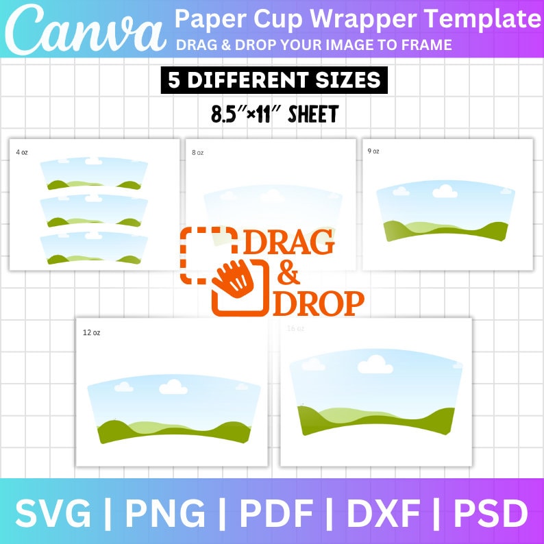 Paper Cup Wrapper Template Bundle, Paper Cup Template Svg Png, Canva ...