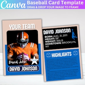 Baseball Player Card Canva Template, Editable Baseball Party Invitation, Rookie of the Year 1st Birthday, Baseball Birthday Canva Template