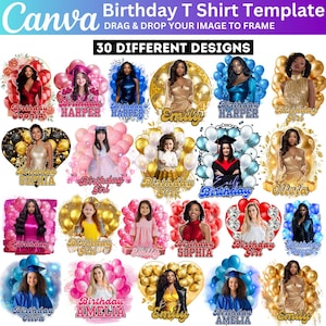 30 Birthday Party  Editable T Shirt Designs, Birthday Styrofoam Cup Canva Template, Birthday Design Bundle, Birthday Queen Sticker Digital