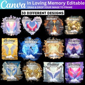 30 In Loving Memory T Shirt Template, Memorial T Shirt, In Loving Memory Canva Editable Bundle, Funeral and Celebration of Life Canva Design