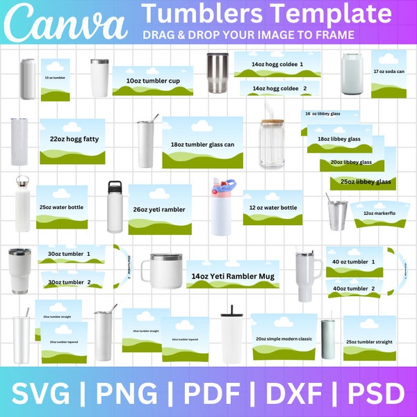 Tumbler Template Bundle, Tumbler Canva Editable Template, 40oz Tumbler Template, 30oz Tumbler Template, Canva Tumbler template, Libbey Glass