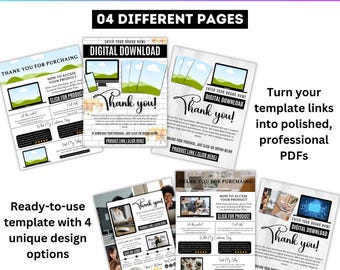 Digital Download Instruction Canva Editable Template Digital Products, Product Sellers Template, Etsy Mockup Guide Page, Template Link PDF
