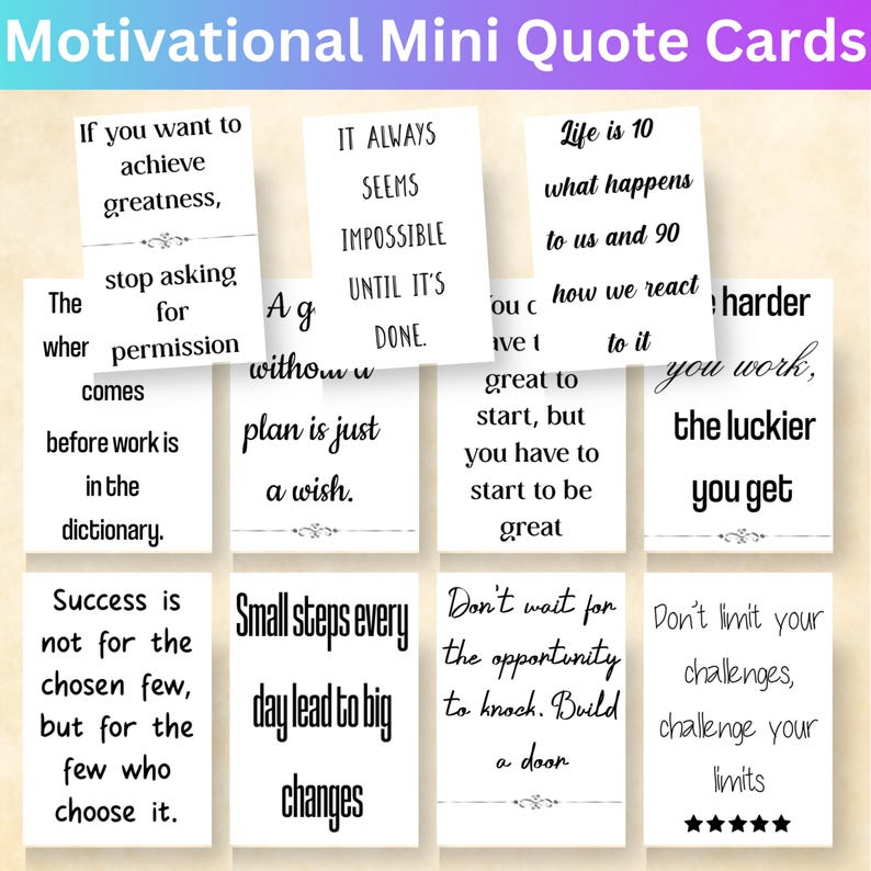 200 Motivational Mini Quote Cards Bundle | Office Desk Inspiration ...