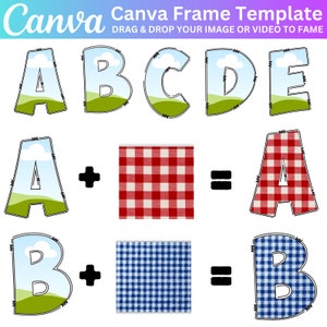Canva Doodle alfabet Frame sjabloon, aanpasbare Doodle Canva alfabet, Doodle sjabloon, Doodle lege letters, bewerkbare Canva downloaden