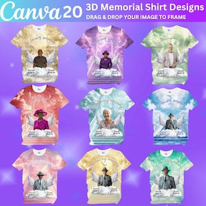 20 In Loving Memory Canva Editable T Shirt Bundle, All over Memorial Shirt Designs, Rest in Peace Shirt,  Perfect for Sublimation Digital