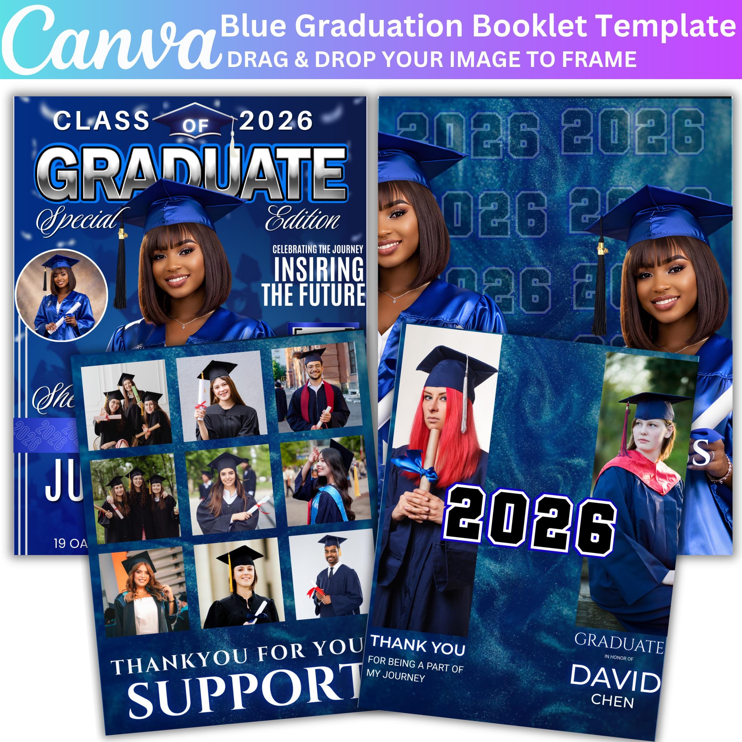 Graduation Photo Magazine Graduation Magazine Template, Canva Editable High School Graduation ...