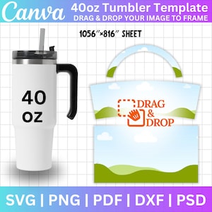 40oz Tumbler Canva Editable Template, 40oz Tumbler Svg Pdf PSD, Blank Tumbler Wrap Template, 40 Oz Tumbler Sublimation, Canva drag and drop