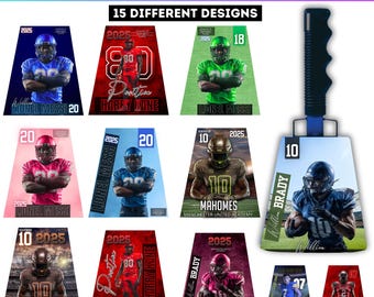 15 Sports Cowbell Canva Template, Canva Editable Football Cowbell Designs, Custom Cowbell Design, Drag & Drop Game Day Spirit Template