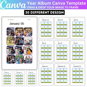 Yearly Album Canva Template, Photo Collage Album Editable Template,  Family Yearbook Photo Collage Design, Printable Design Digital Download