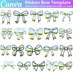 Ribbon Bow Canva Frames Bundle, Design Ihres eigenen Bandbogens Canva, Mom life Life Design, Messy Bun Bow, Gebundene Fliege, bearbeitbare Haarschleife