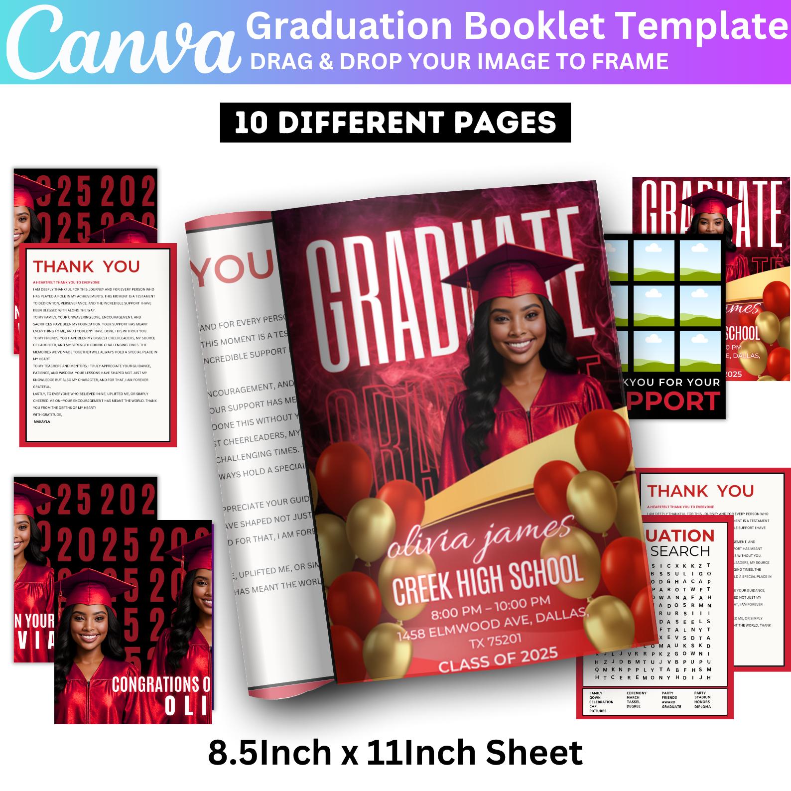 Graduation Activity Booklet Editable Canva Template, 2025 Senior GRAD ...