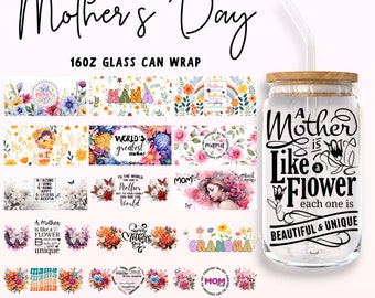 May include: A set of 59 digital images for Mother's Day. The images feature floral designs, watercolor illustrations, and text that says "A Mother is Like a Flower, each one is Beautiful & Unique".