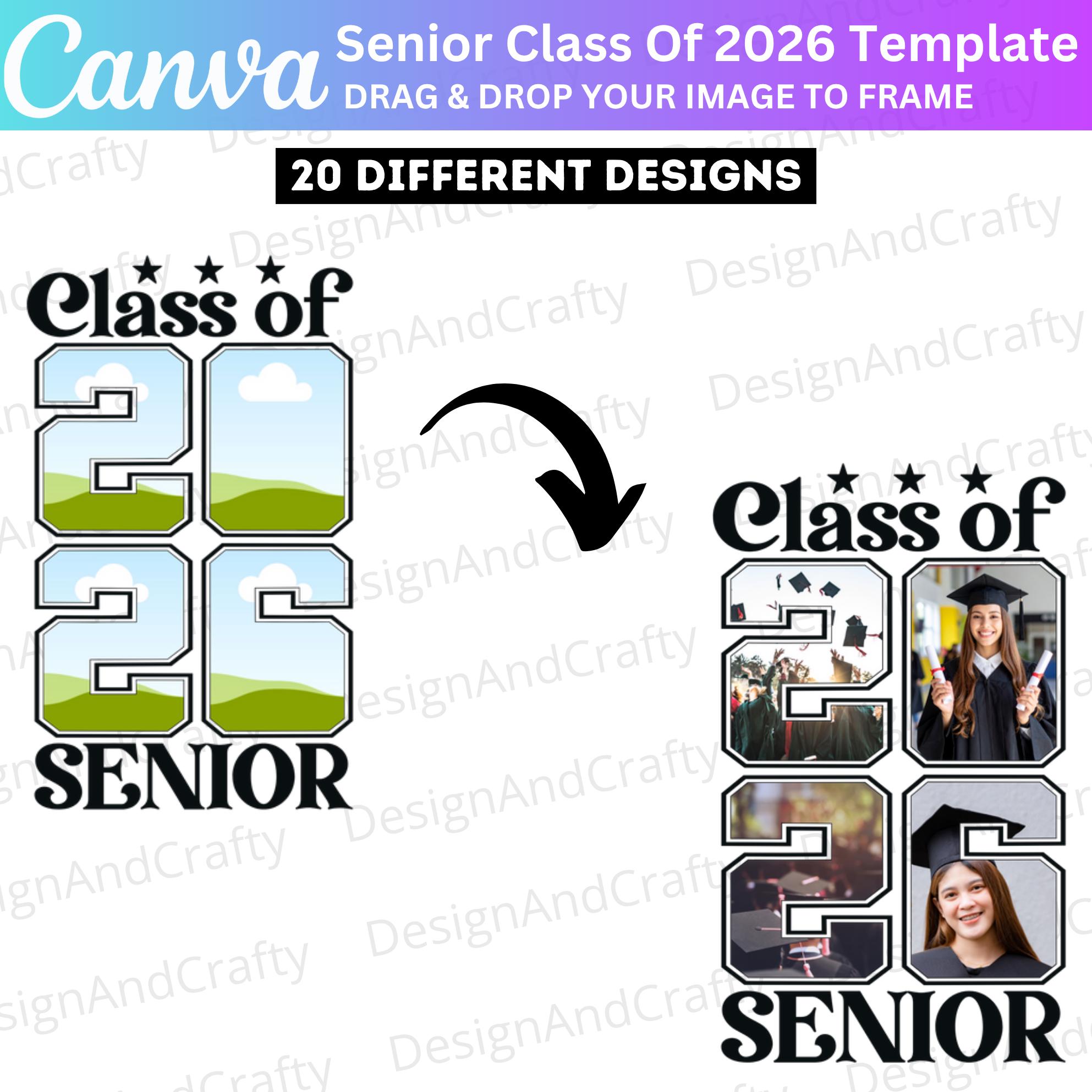 20 Senior Class of 2026 Canva Template, Editable Senior Frame 2026 ...