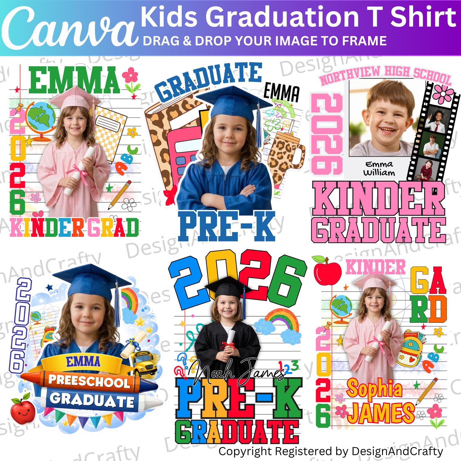 10 Pre‑k Kindergarten Graduation Shirt Template, Editable Canva Grad ...