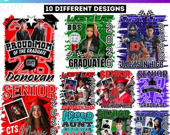 10 Grad Senior 2026 T Shirt Template, Graduation T Shirt Designs Bundle, Senior Class of 2026, Congrats Mom Photo Shirt, Last Lap Grad 2026