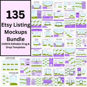 135 Etsy Mockup Planners Journal Bundle, Etsy Listing Mockup Canva Editable Templates, Digital Product Mockup, Drag and Drop Mockups