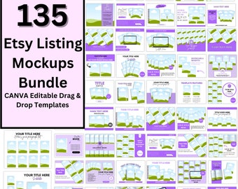 135 Etsy Mockup Planners Journal Bundle, Etsy Listing Mockup Canva Editable Templates, Digital Product Mockup, Drag and Drop Mockups