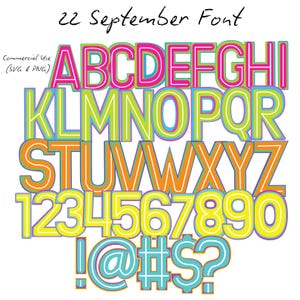 Bright Funky Colorful Alphabet PNG Bundle, 5 Alpha Sets, Bright Color palette, Scribble Alphabets, Digital Downloads for Sublimation