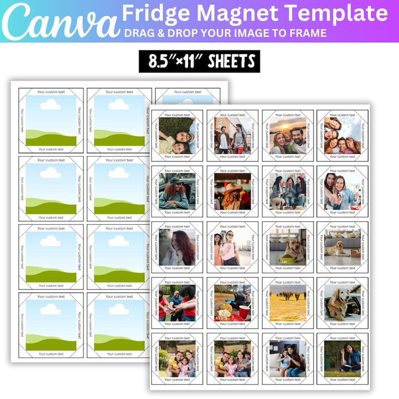 Fridge Canva Editable Template Bundle, 50mmx50mm Square