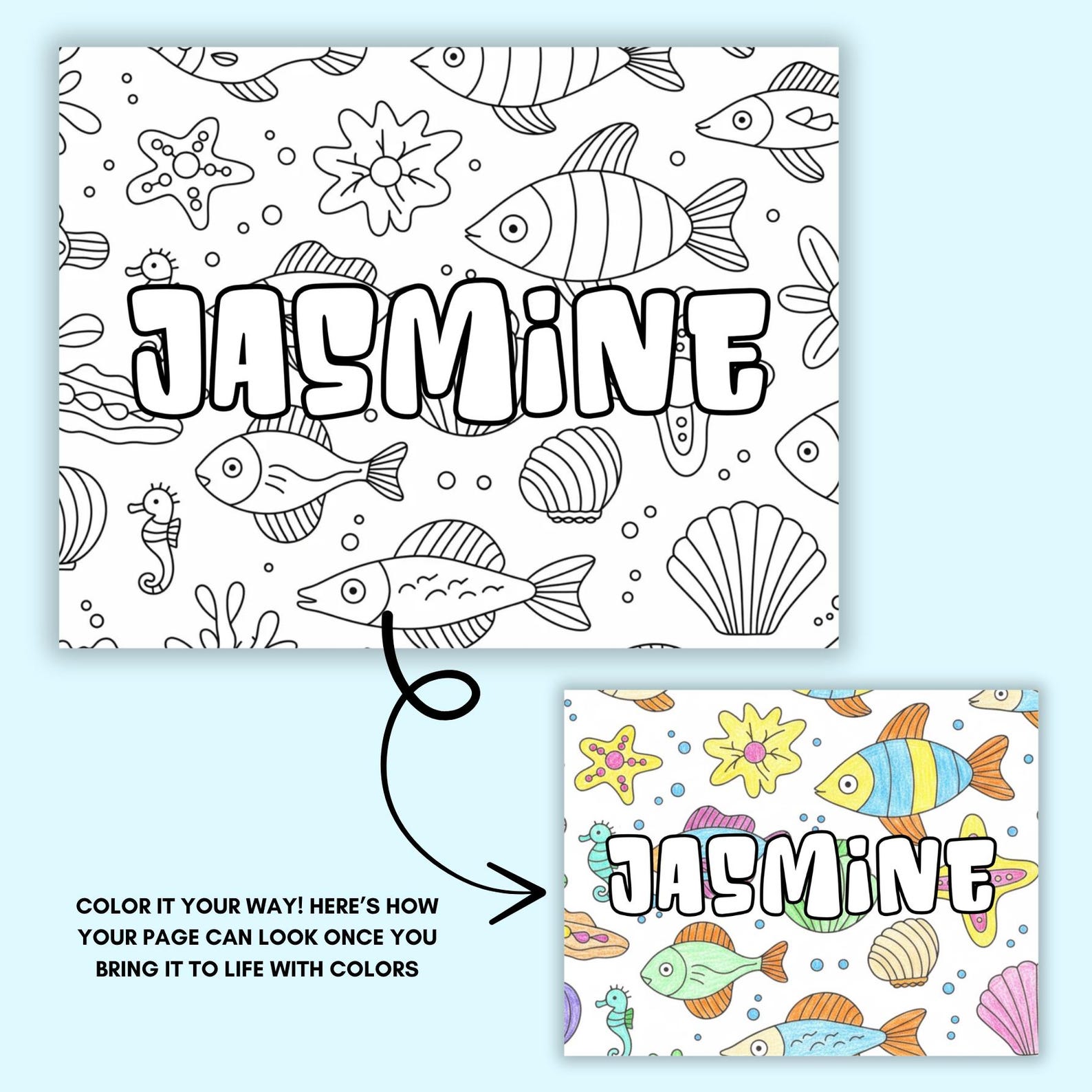 30 Custom Name Coloring Pages, Kids Activity Coloring Pages, 8.5x11 ...