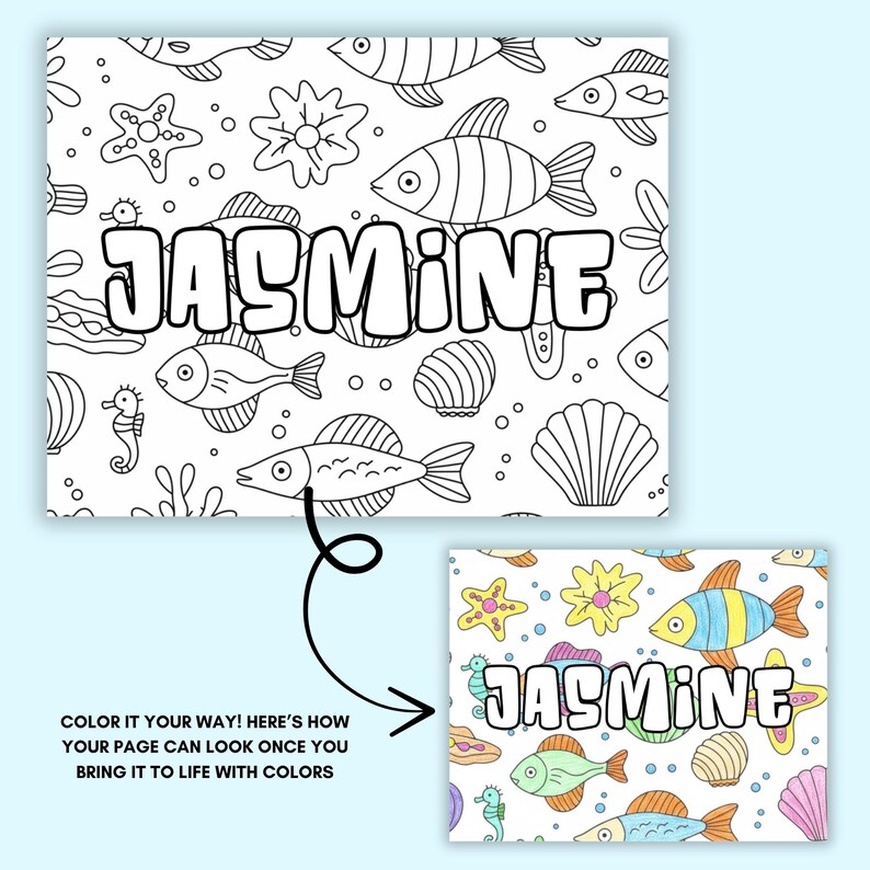 30 Custom Name Coloring Pages, Kids Activity Coloring Pages, 8.5x11 ...