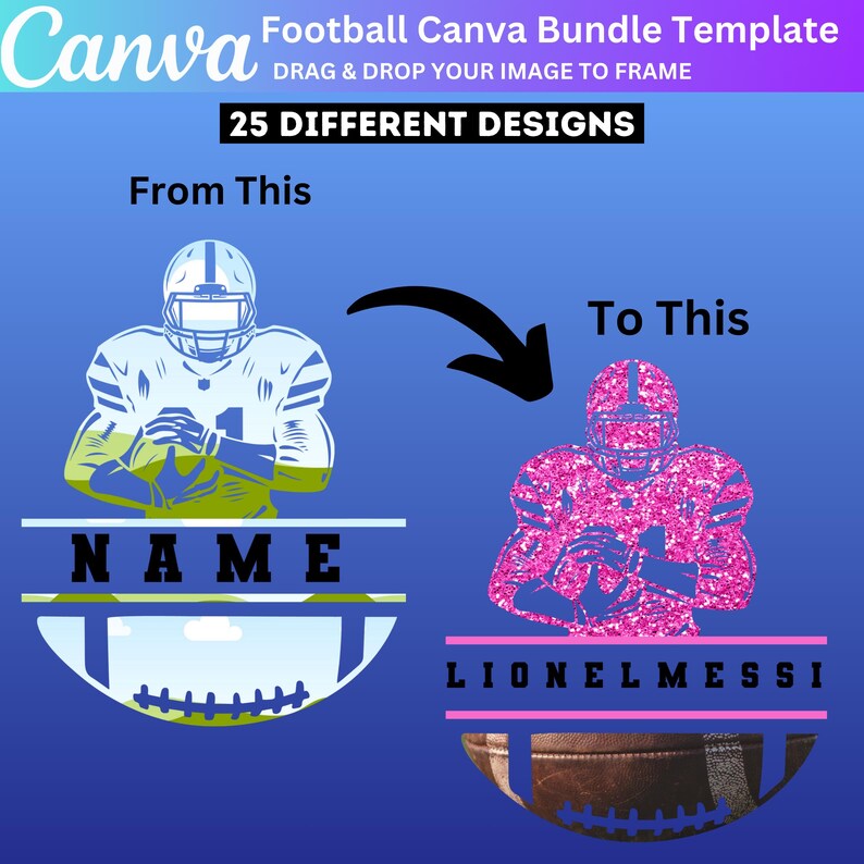 Football Label Frame 25 Football Frames Canva Template, Football Season Editable Frames ...