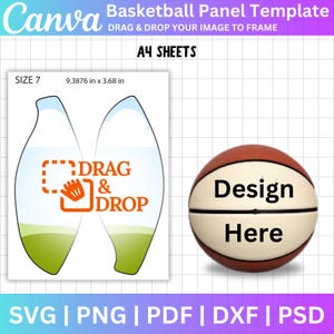 Basketball Panel Canva bearbeitbare Vorlage, Basketball Leder Blank, Benutzerdefinierte Basketball Panel svg Png, Fotoballverpackung, digitaler Download