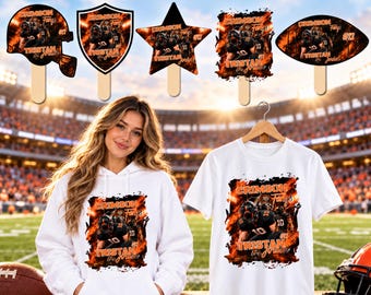 05 Football Fan Paddle Templates, Canva Editable Football Fan Designs, Game Day T Shirt Designs, Senior Night Fan Gear, Football Team Party