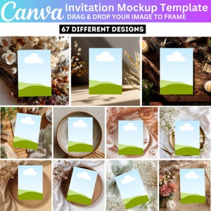 60+ Invitation Mockup Bundle, 5x7 Invitation Canva Editable Card Mockup, Minimalist, Elegant Card Mockups, Wedding, Birthday Invite Mockup