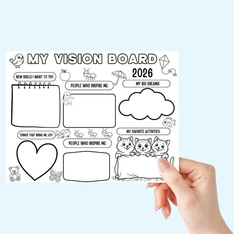 Vision Activity Outline Kids Vision Board Canva Template, Printable Vision Board, Growth ...