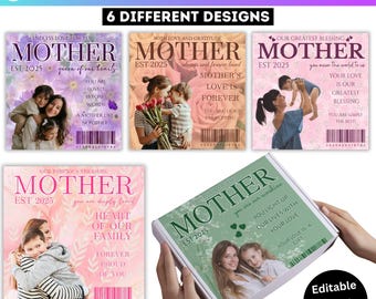 10 Mother’s Day Gift Box Canva Editable Template, Mother’s Day Canva Template, Printable Favor Box For Mom, Gift Box Packaging For Her