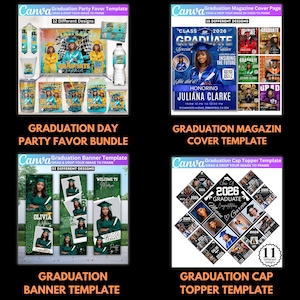 Abschluss Mega Bundle Canva Templates, Class of 2026 Grad Kit, Bootleg Shirts, Fan Paddles, Zeitung, Stola, Banner, Partygeschenke, Dekor Bild 13