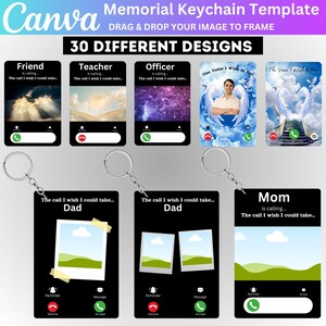 Memorial Keychain Canva Editable Template,  In Loving Memory Keychain, Phone Call from Heaven, The Call I Wish I Could Make Digital Download