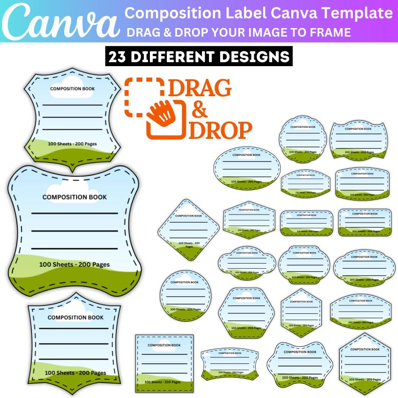 Composition Notebook Cover Template, Canva Editable Composition ...