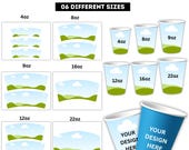 Paper Cup Wrapper Template Bundle, Blank Paper Cup Wrap Template, Canva Editable,  4oz- 8oz- 9oz- 12oz- 16oz - 22oz Coffee Cup Wrapper Canva