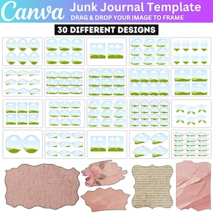 Junk Journal Canva Editable Template, Drag and Drop Custom Journal Tags, Junk Journal Kit Craft Supplies, Digital Papered Junk Journal