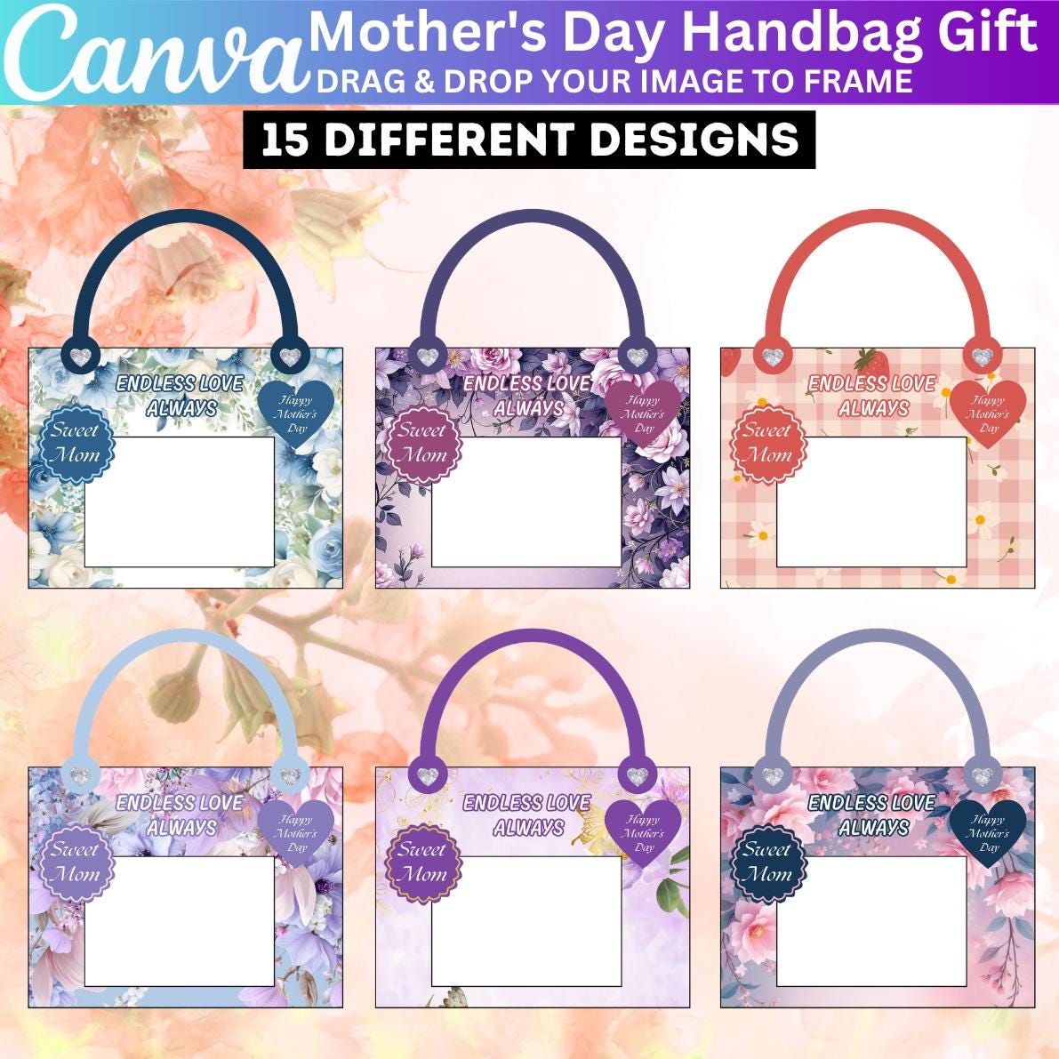 15 Mothers Day Handbag Gift Box Template, Editable Canva Purse Box ...