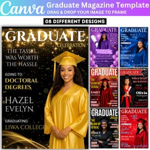 Graduation Magazine Design Template Bundle, Senior Class of 2025 Magazine Invitation Editable Pack, Grad Senior Class of 2025 Design Digital
