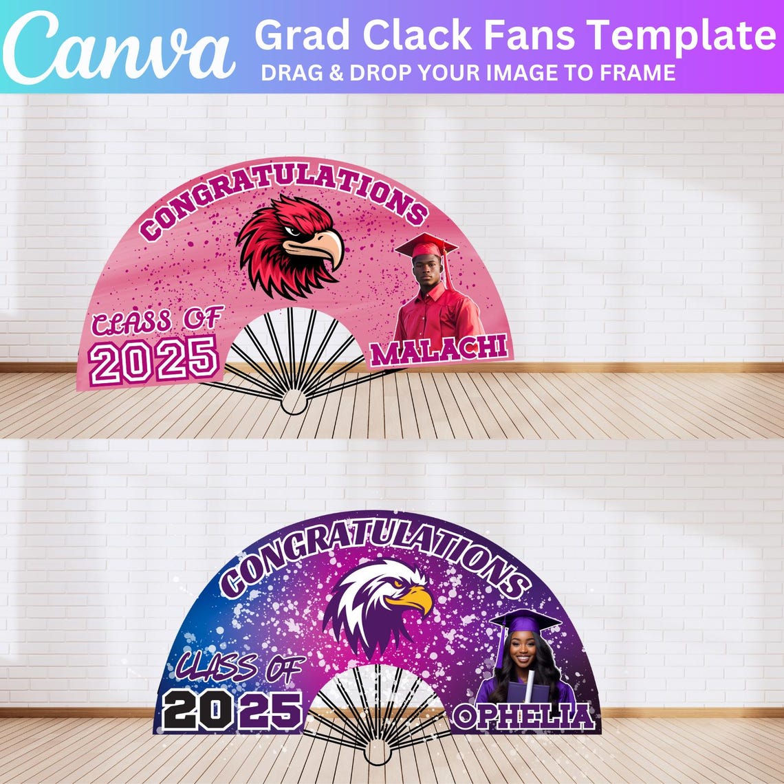 20 Graduation Clack Fan Canva Editable Template, 2025 Clack Fan Designs ...