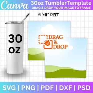 30oz Tumbler Canva Editable Template, 30oz Tumbler Svg Pdf PSD, 30oz Straight Tapered Sublimation Tumbler, Canva drag and drop
