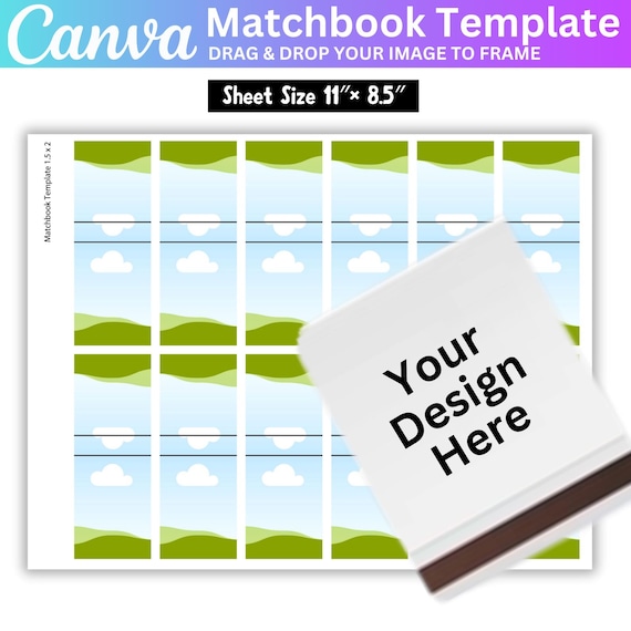 Matchbook Canva Frame Template, Canva  Editable Frame, Printable Frame, Matchbook Template, Digital Download
