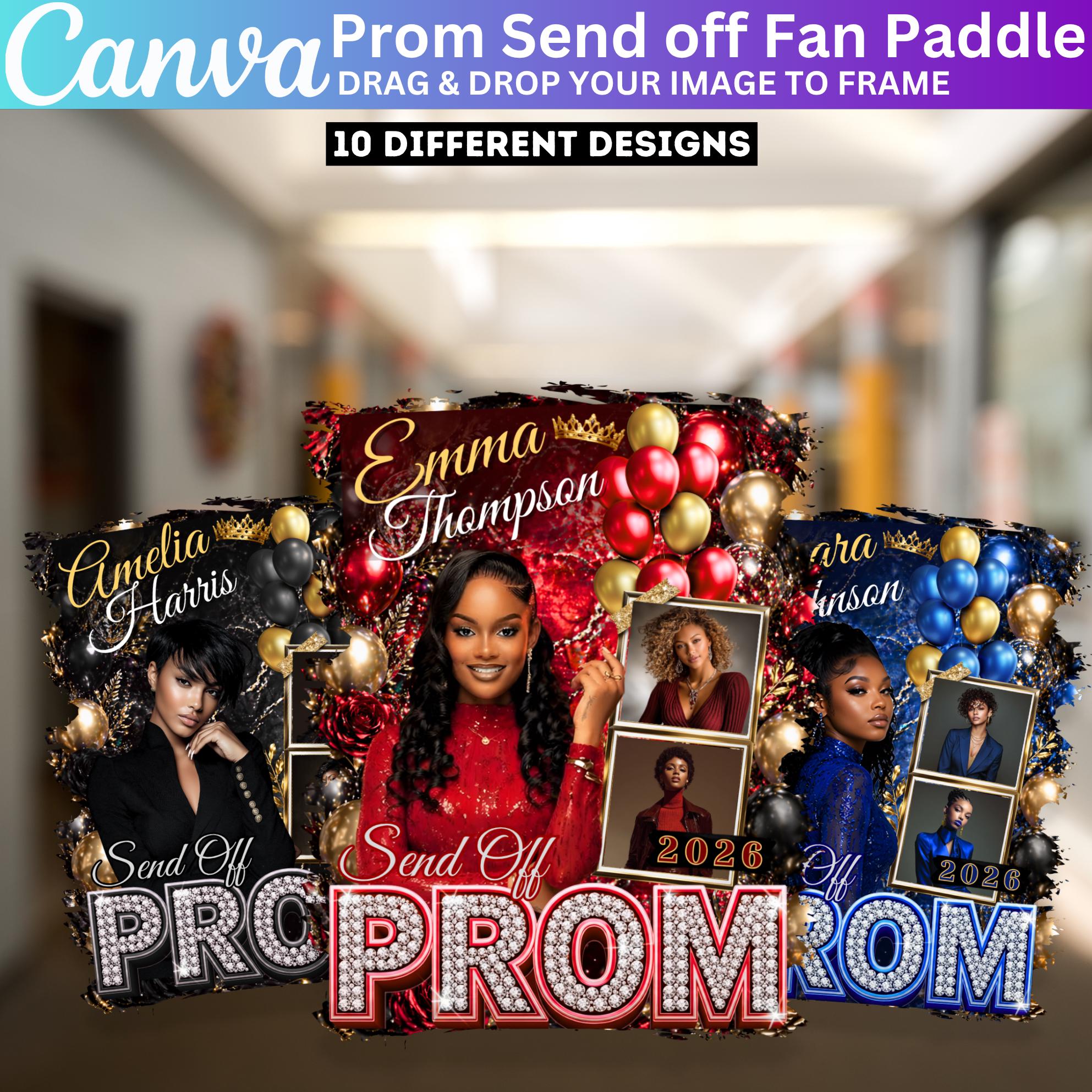 Sent Off Design 10 Prom Send off Fan Paddle Template, Editable Canva Prom Send off ...