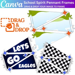 School Spirit Pennant Canva Frames, Editable School Mascot Frames Template, School Mascot Frame, School Sports, Sports Team Pennant Flag